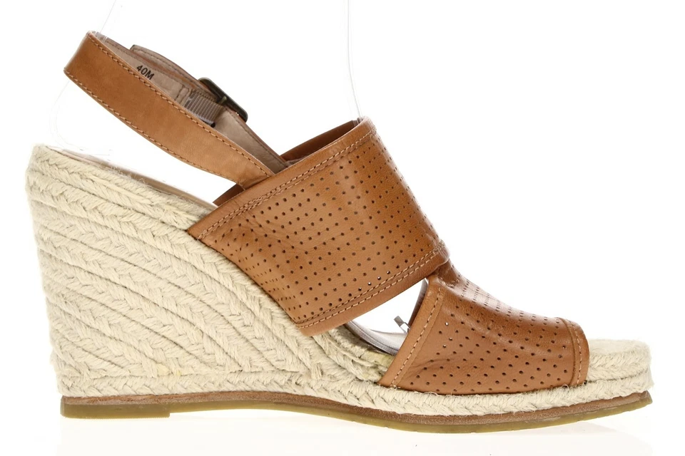 Biala Womens Brown Leather Slingback High Wedges Sandal Size US 9 EU 40 New - Image 4 of 4