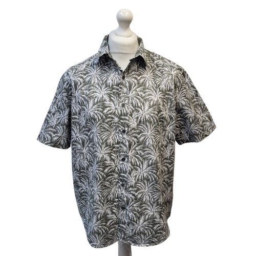M & S Hawaiihemd weiß grün Palmeninsel Print Herren Größe L