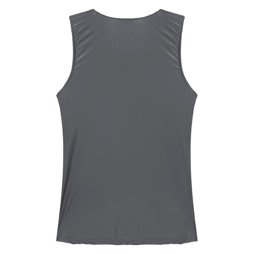 Mens Glossy Smooth Tank Top Stretchy Sleeveless Vest Yoga Gym Fitness Crop Shirt - Picture 35 of 108