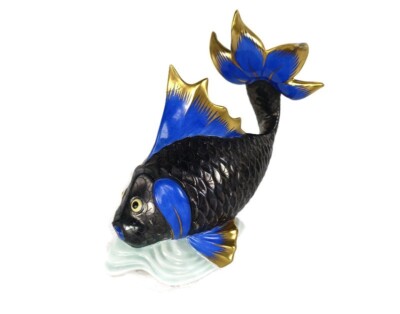 Herend Hungary Porcelain Hand Painted Figurine on Base Fish marked Lovely collec