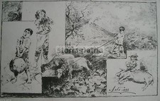 ARTE NAPOLETANA DELL'800_FOLKLORE_SICILIA_ANTONINO LETO_SCHIZZI VARI_PASTORELLI