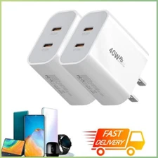 PD 40W Dual Type C Power Adapter Fast USB C Charger Block Wall Charger US Plug