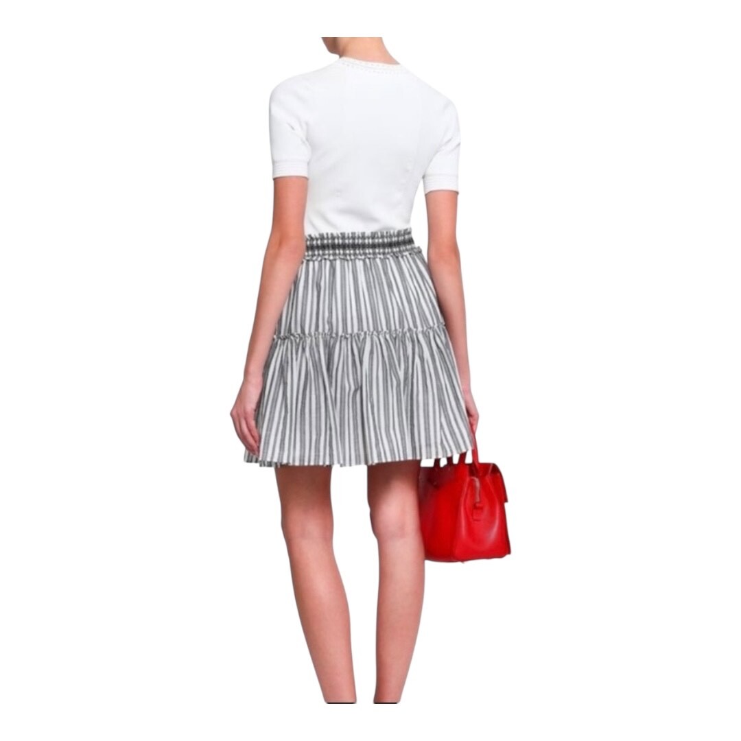 Kate Spade Broome Street Black White Striped Flouncy Mini Skirt Size Medium thumbnail 3