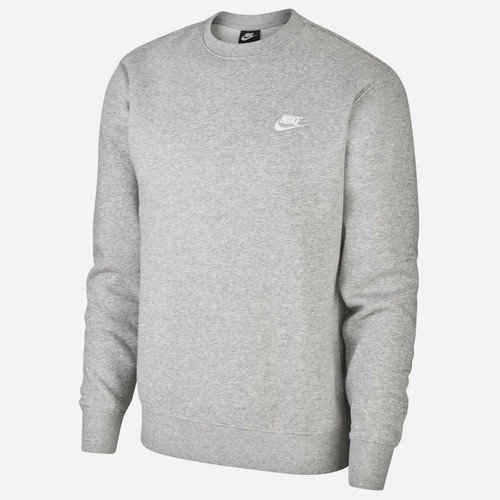 Men's Nike Sportswear Club Fleece Crew Sweatshirt Top Black Navy Grey Cotton - Picture 2 of 5