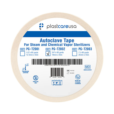 Autoclave Tape 3/4'' x 60 Yards, Sterilization Indicator Roll for Steam Chemical