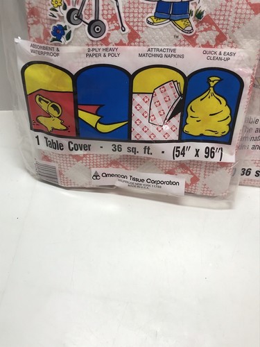 Lot of (4) Vintage Cook-Out Decorator Table Cover Tablecloth 54” x 96” NOS - Picture 5 of 8
