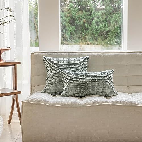 Sage Pillow Covers 20x20 Corduroy Throw Pillow Covers 20 x 20Inch Sage