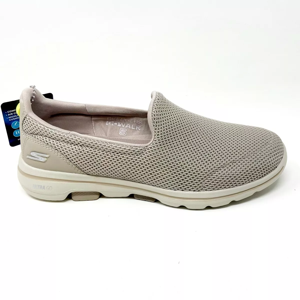 bryder daggry Lejlighedsvis butiksindehaveren Skechers Go Walk 5 Taupe Womens Lightweight Casual Slip On Shoes | eBay