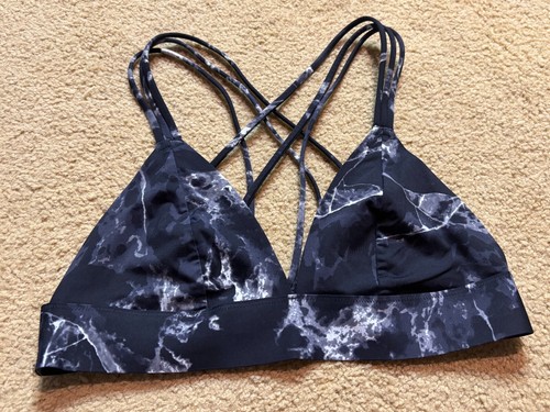 Pink by Victoria's Secret Bonded Bralette Strappy Triangle Bra Wireless Black M - Picture 2 of 5