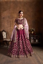 Fancy Maroon Raw Silk Lehenga Choli With Net Dupatta For Women  Girls