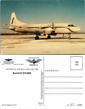 Summit CV 580 Aircraft on Runway Historical Aviation Postcard