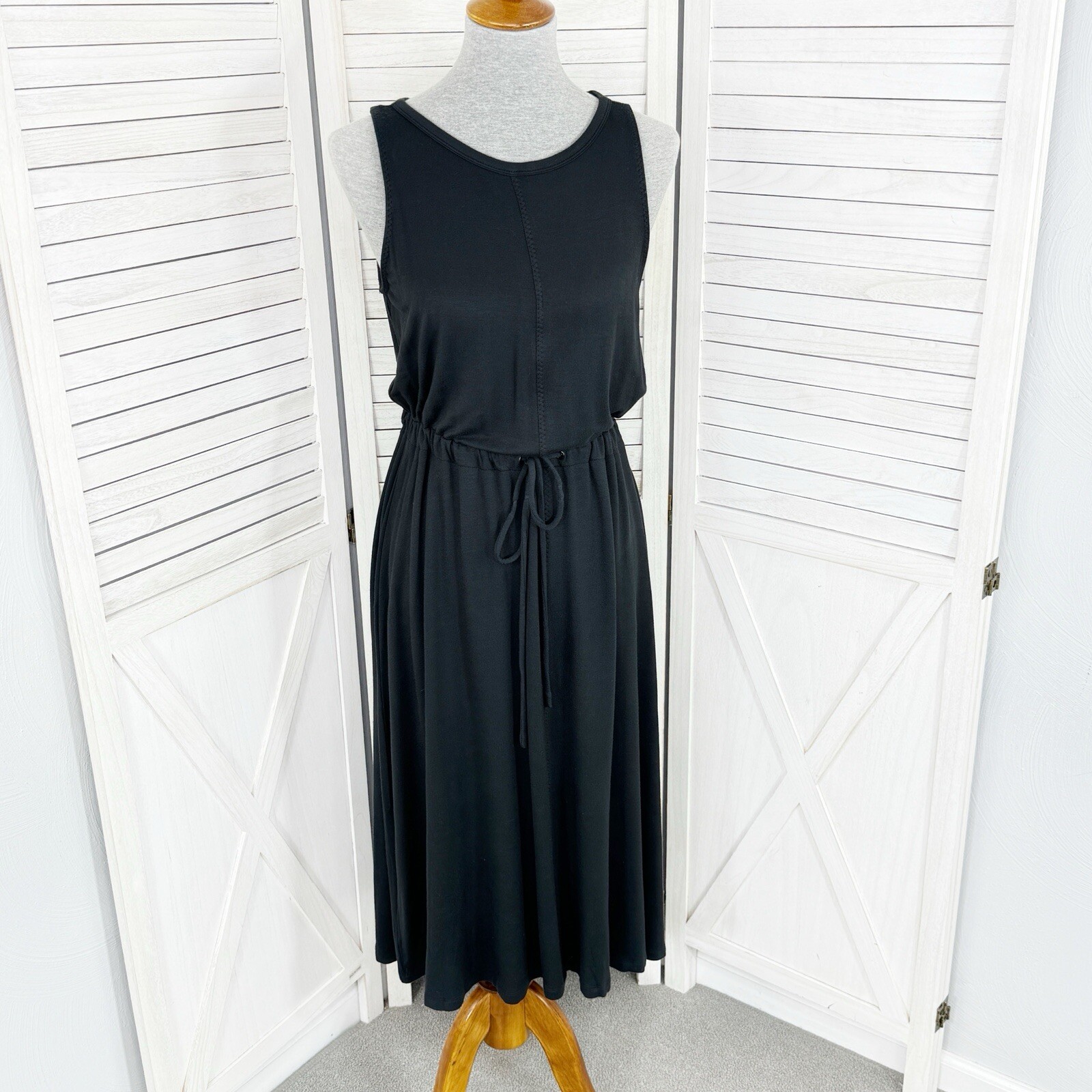 The Limited Sundress Womens Medium Black Signature Drawstring Waist Midi Knit-image