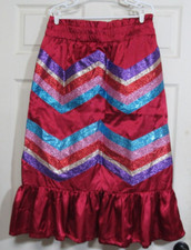 Native American Handmade Women's Red Ribbon Skirt Size XLarge