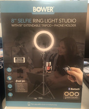 Bower 8" Selfie Ring Light Studio W/51" Extendable. Tripod & Phone Holder NIB