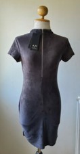 AX Paris Velvety Fleecy Dark Grey Bodycon Mini Dress RRP £28 [NEW] - Size 8