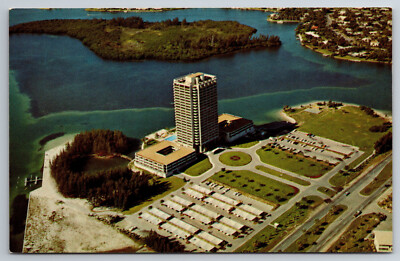 #ad Vintage Postcard FL Lido Beach Sarasota Bay Plymouth Harbor Aerial View 2320 $1.89