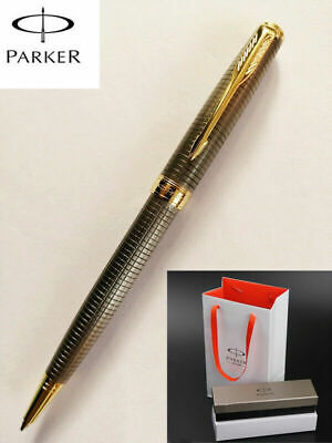 Parker Sonnet Cisele Silver Grid Color Gold Clip 0.7mm Ballpoint Pen With Box