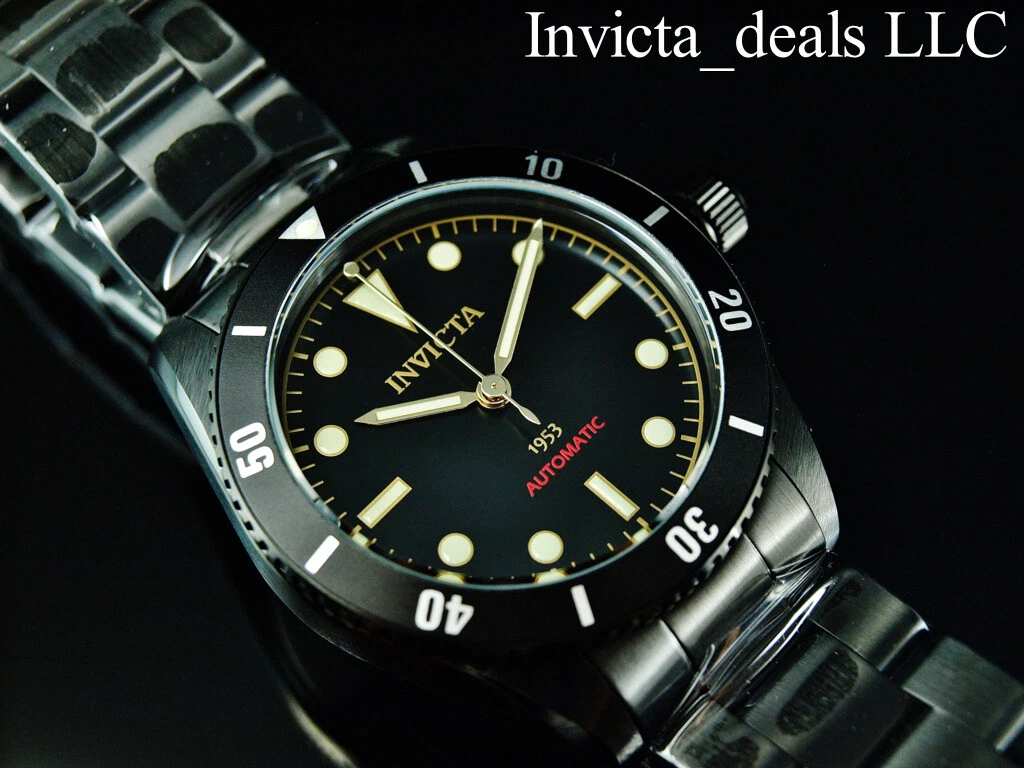 overraskelse Biskop midlertidig RARE NEW Invicta 40mm Men&#039;s 1953 PRO DIVER AUTOMATIC NH35A ALL BLACK  SS Watch | eBay