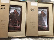 2 NEW Prinz Photo Frames for 5X7” Fabric-Back 2-Way Easel Fancy Father’s DayGift