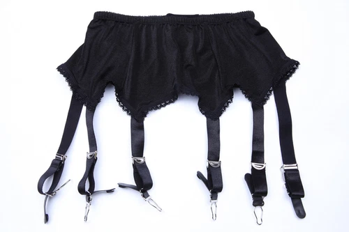 Floral Lace Panel Garter Belts Retro Court Style 6 Straps Suspender - Picture 5 of 16