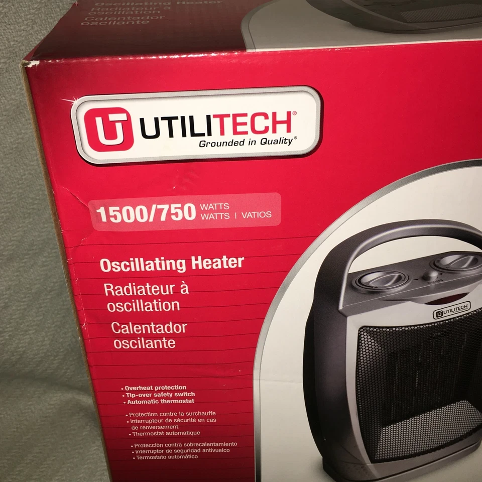 Optimus H-7247 1500 vatios calentador de cerámica oscilante portátil, plateado, nuevo en caja Foto 2 de 4