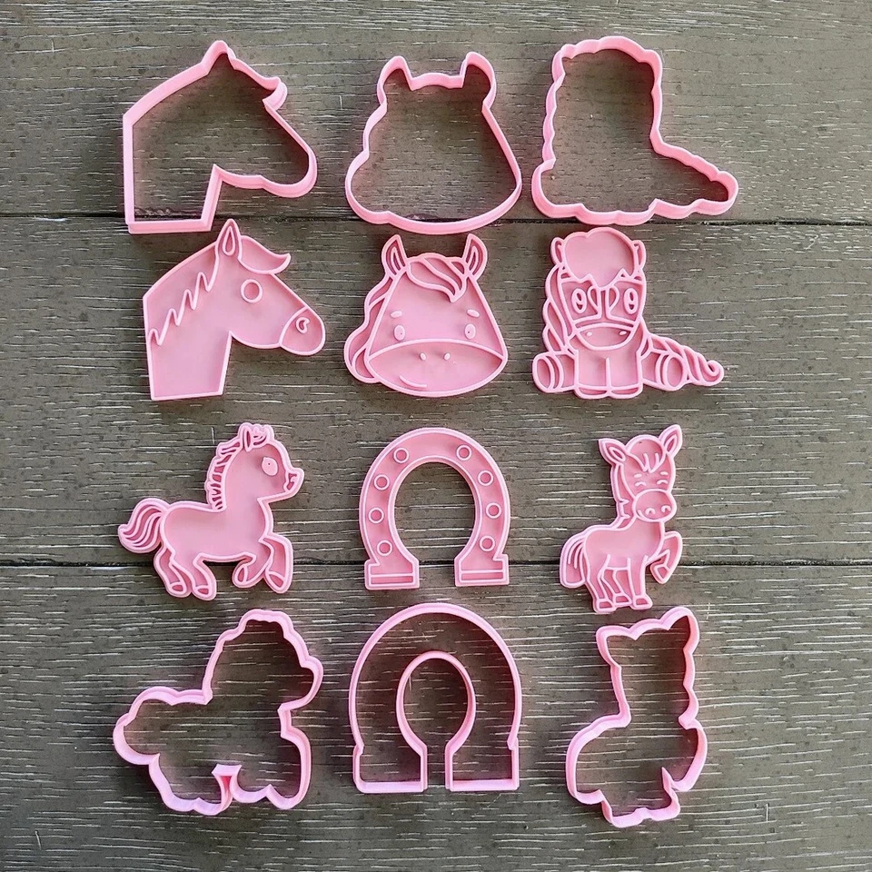 6-Piece Horses Themed Cookie Cutters & Stamp Set Pink + $5.00 Value Free Gift Foto 2 de 4