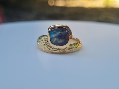 750er Gelbgold Ring mit 1 Opal-Matrix  (natürlicher Opal-Matrix ) Größe 54,5