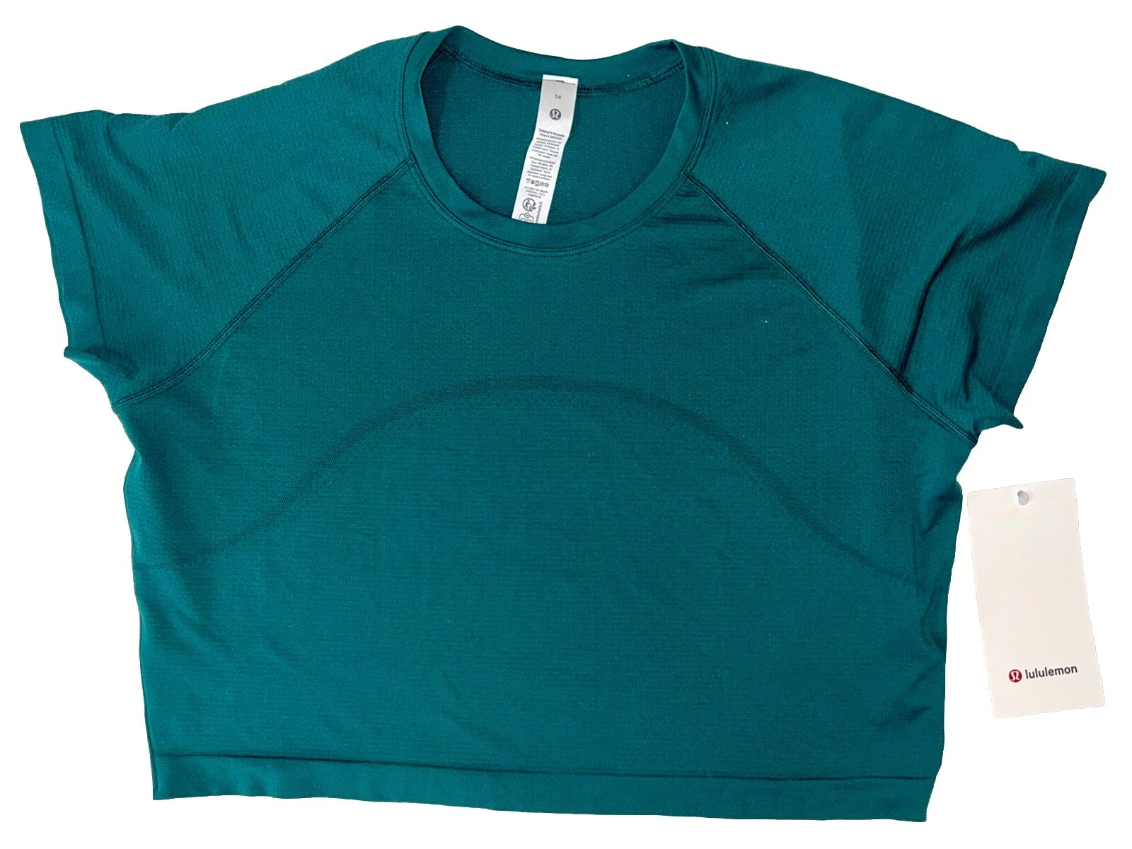 NWT☀️LULULEMON☀️SIZE 14☀️SWIFTLY TECH 2.0 CROPPED SHORT SLEEVE☀️STORM TEAL☀️$68