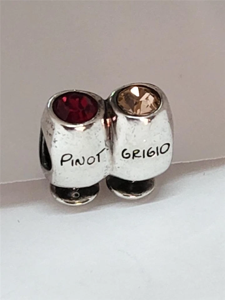 Chamilia ~ VINO 葡萄酒玻璃 ~ 红色和黄色施华洛世奇水晶纯银珠 JA-63 — 第 2/4 张图片