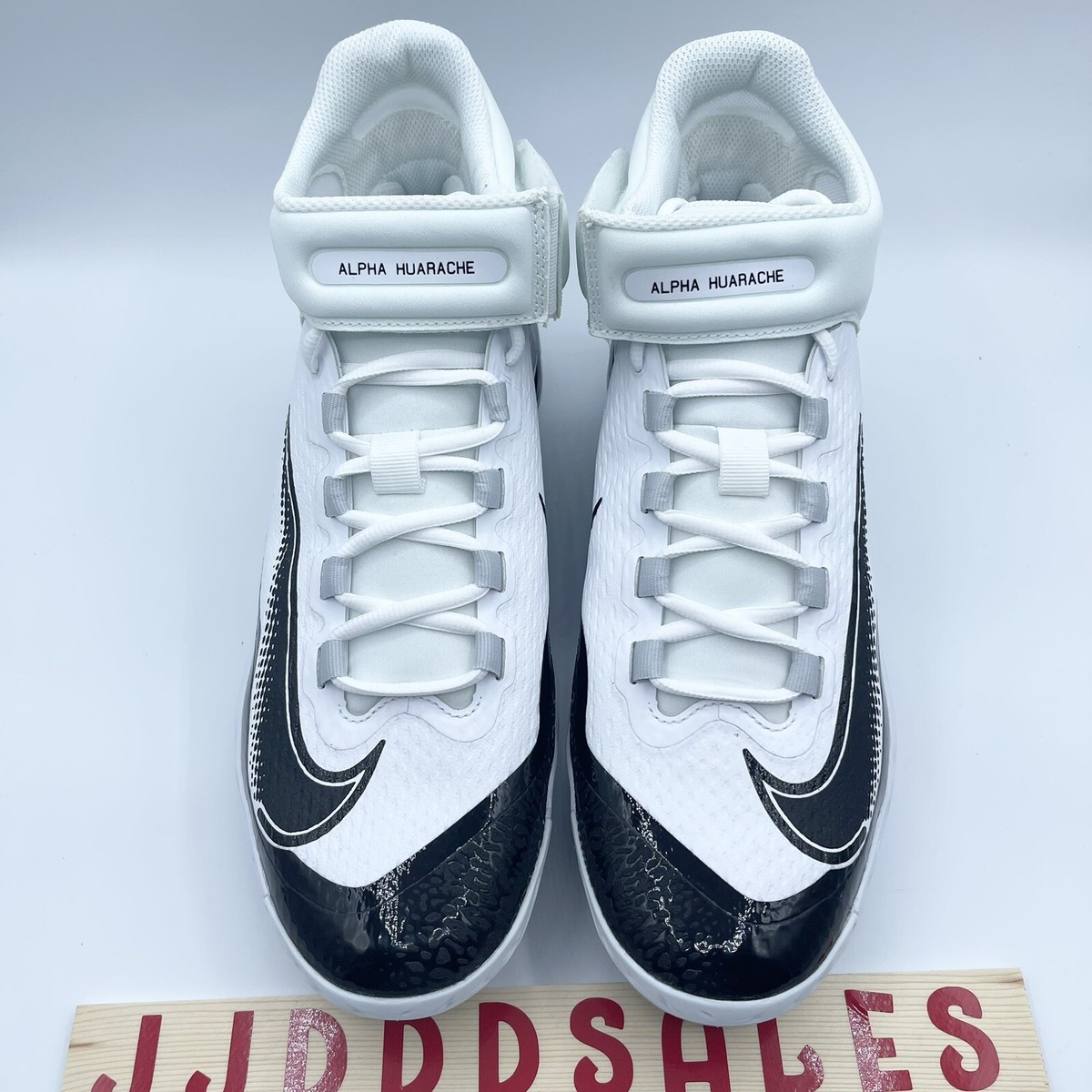 Nike Alpha Huarache Elite 4 Mid White Black Baseball Cleats FD2744-107 Men\'s 7.5 Nike Alpha Huarache Elite 4 Mid White/Black – Home Run Sports main image 2