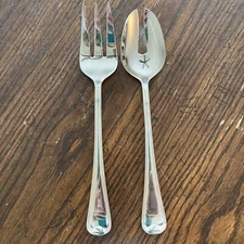 Oneida FLAMBE 18/10 Stainless Serving Set PIERCED SPOON & COLD MEAT FORK  - NEW