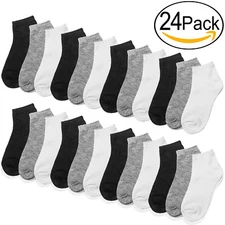 12/24 Pairs Boy Socks Girl Socks Toddler Socks Kids Cotton Socks White Socks