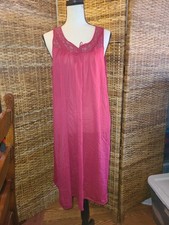 Vintage Lorraine Burgundy Nylon Babydoll Nightgown Women's Size Large / L