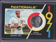 2020 Topps Heritage Juan Soto Mint 1971 US Quarter Relic 3/5 Nationals