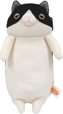 Shinada Global Mochi Cat Plush Pen Pouch Black & White Tuxdo 18cm Soft Japan