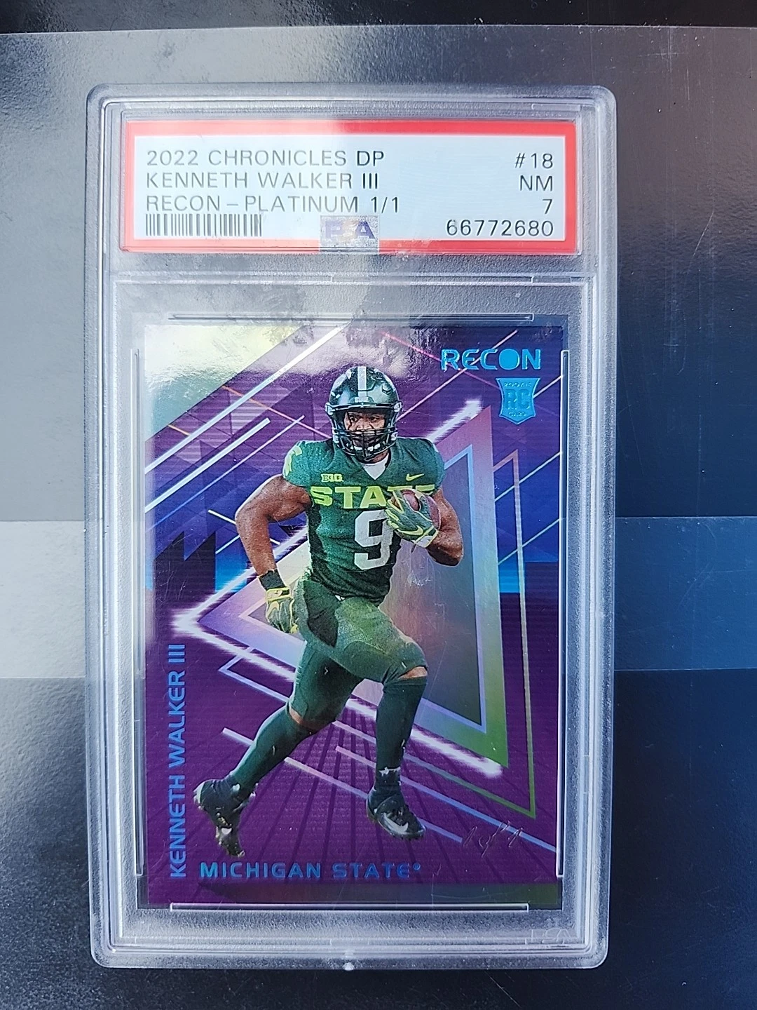 Kenneth Walker III Panini Chronicles Draft Picks Recon #18 Platinum 1/1