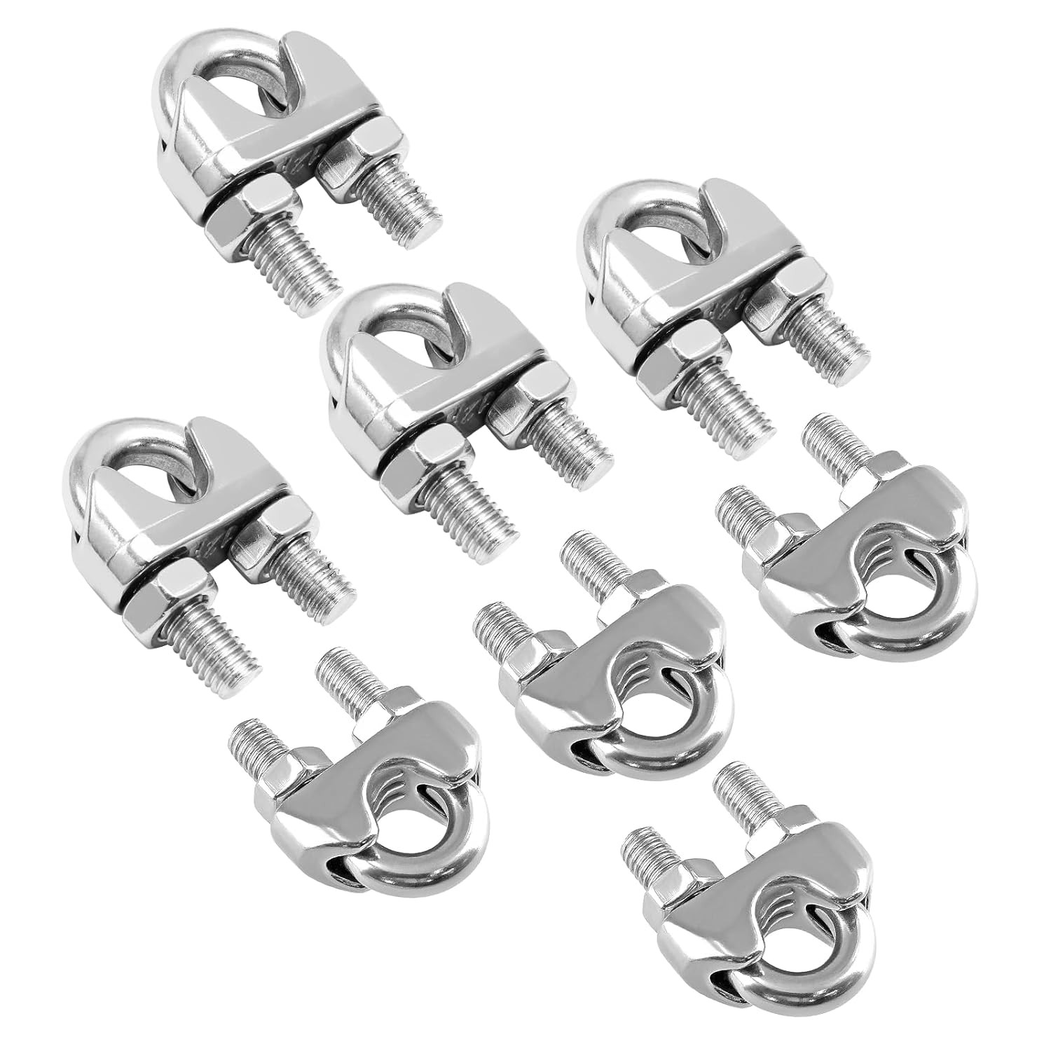 4 Pack 1/2 Inch M12 Stainless Steel Wire Rope Cable Clip Clamp U Bolt Saddle