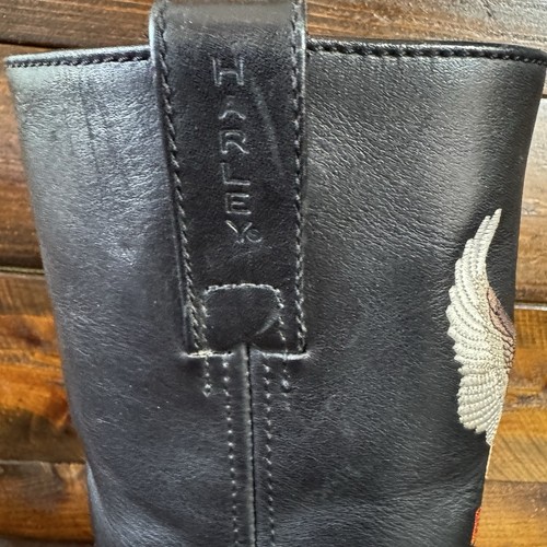 Hombres Harley Davidson Botas de Cuero Negras Darren Arnés Bordado Águila Talla 9.5 - Imagen 12 de 16