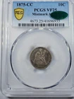 1875-CC SEATED LIBERTY DIME 10C MINTMARK ABOVE BOW PCGS VF25 TRUEVIEW
