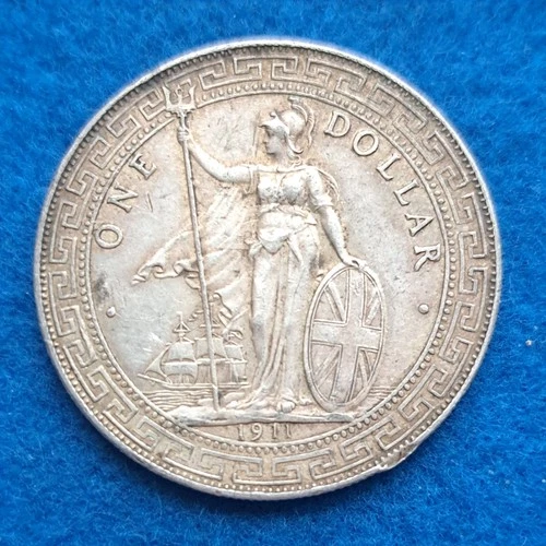 1911 Silver Great Britain Trade Dollar.  Very Nice