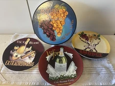 Pottery Barn SET of 3 Wine Bar Cocktail 8" Appetizer/Cheese/Snack Plates W/ Box