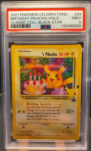 PSA 9 Pokemon Birthday Pikachu 24 Celebrations Classic Collection Holo