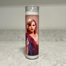 Taylor Swift Unscented White Swiftie Prayer Candle Photo Portrait Home Decor