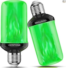 Upgraded LED Flame Light Bulbs, 4-Mode Flickering Light Bulbs 2 Pack-green