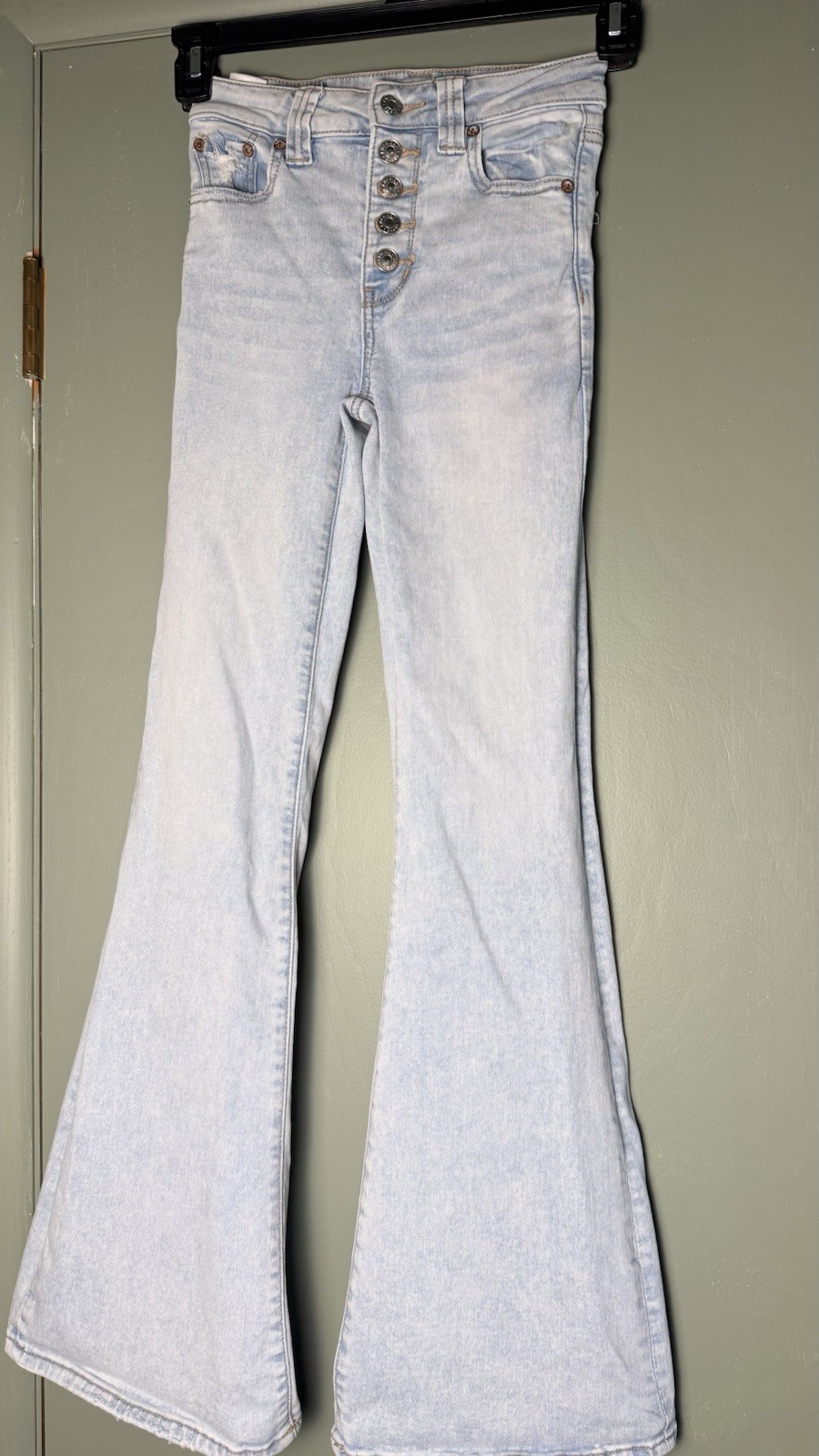 American Eagle Next Level Stretch Flare Jeans Women 4 Light High Rise Button Fly