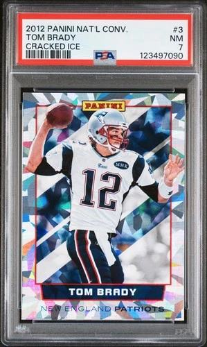 2012 PANINI NATIONAL CONVENTION CRACKED ICE #3 TOM BRADY PSA 7
