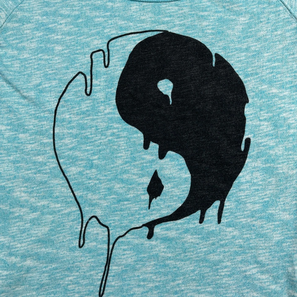 Vintage Volcom Ying Yang Sweater Womens XS Blue Cold Shoulder Stretch - Image 2 of 4