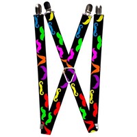 `Suspenders - 1.0`` - Mustaches Black/Multi Color` (Us Import) Acc Neu