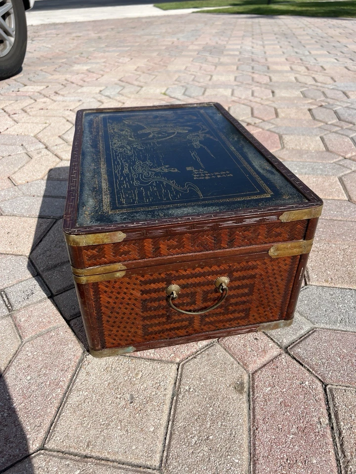 Chinoiserie Maitland Smith Hecho a Mano Bambú Cofre Excelente Estado Foto 4 de 4