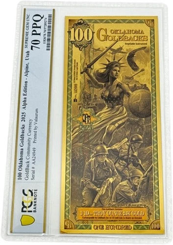 2025 Oklahoma 100 Goldback PCGS 70 *ALPHA SERIES* (Libertas, Liberty)